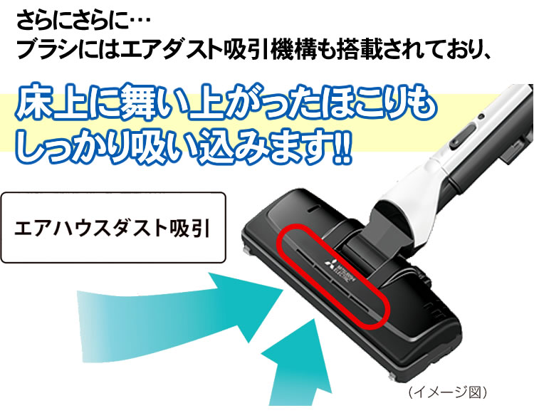 舞い上がったホコリもしっかり吸い込みます