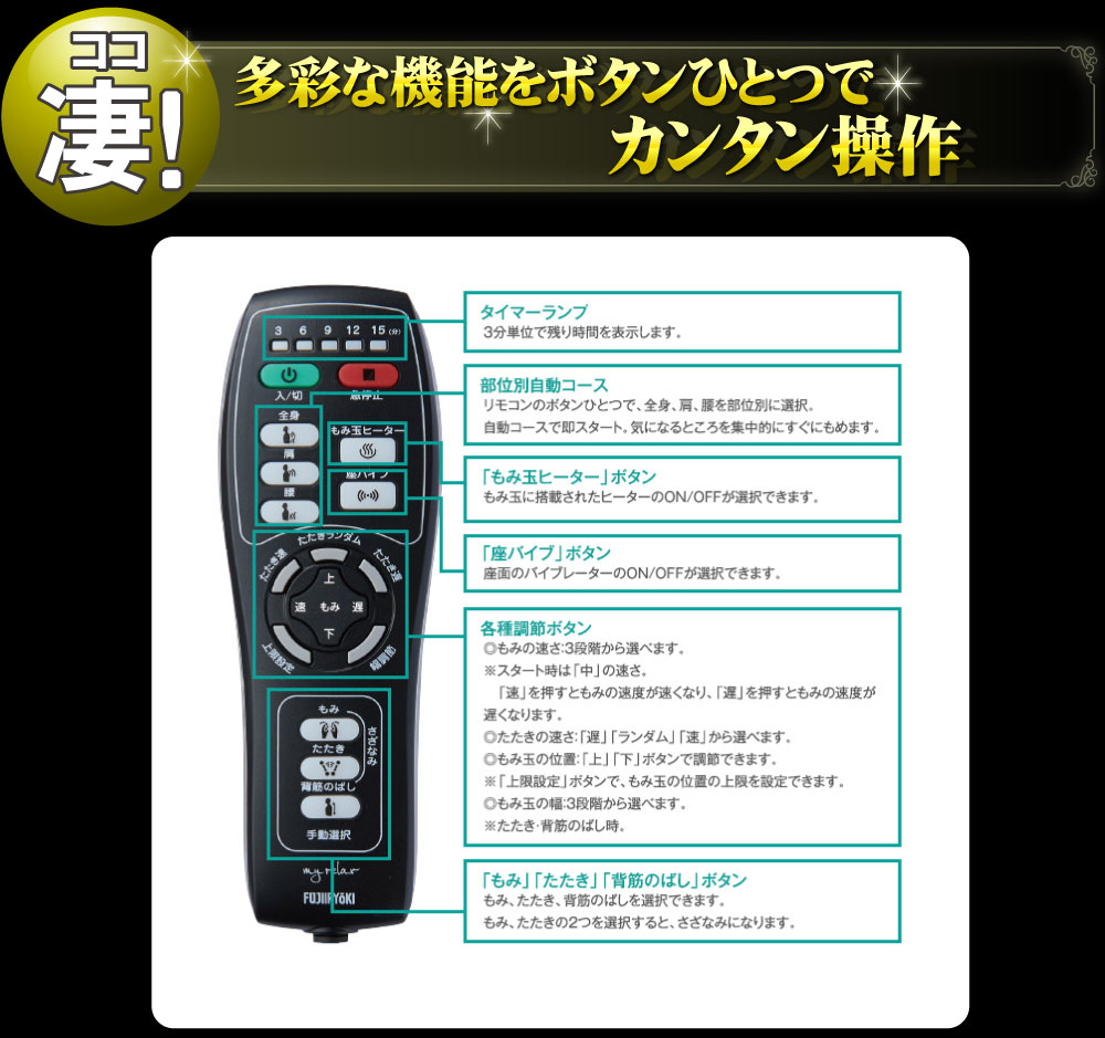 マイリラZZ-10000は多彩な機能をボタン一つでカンタン操作